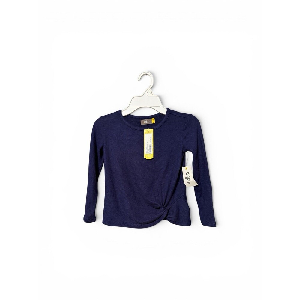 Rumi + Ryder Girls Side Twist Long Sleeve Top Navy Stretch XS NWT